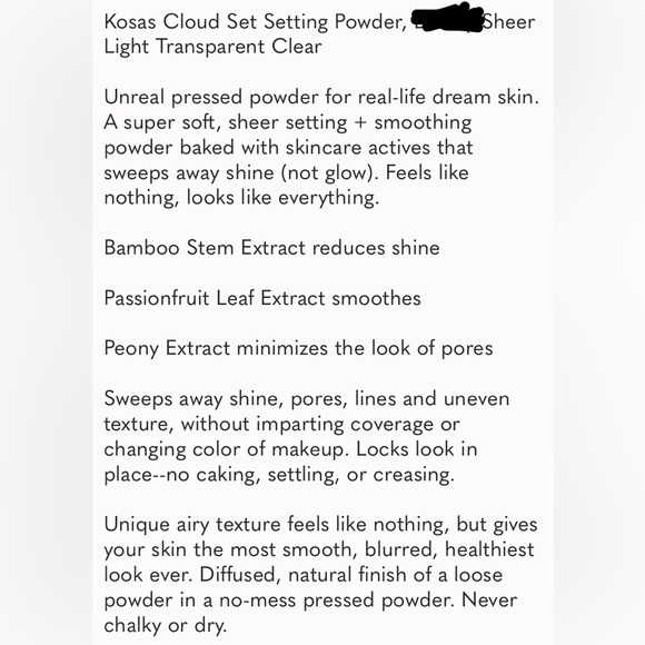 Kosas Cloud Set Setting Powder in Feathery  (Sheer Light-Medium Shade) FULL SIZE - Picture 9 of 11